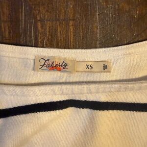 Faherty white and navy blue Striped Tee